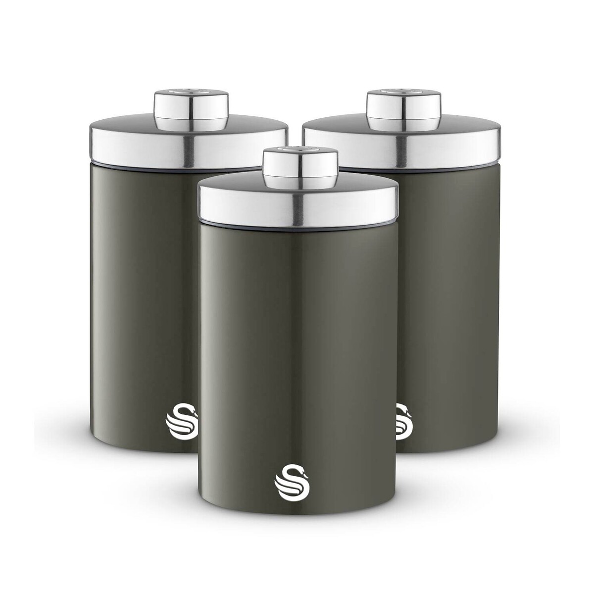 Set of 3 Townhouse Canisters grey, SWAN
