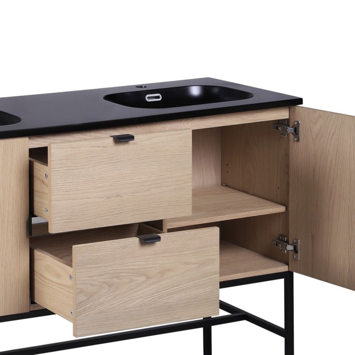 Meuble double vasque + miroir +colonne STUDIO bois clair, MOB IN