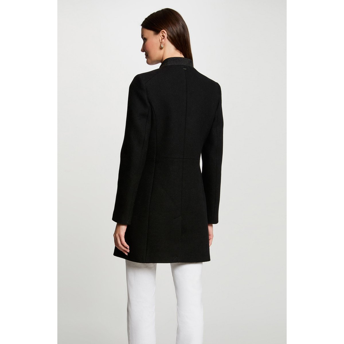 Manteau long boutonné noir, MORGAN