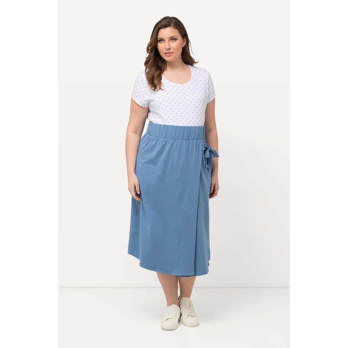 Jupe de grossesse en jersey de coton bleu fumé, ULLA POPKEN