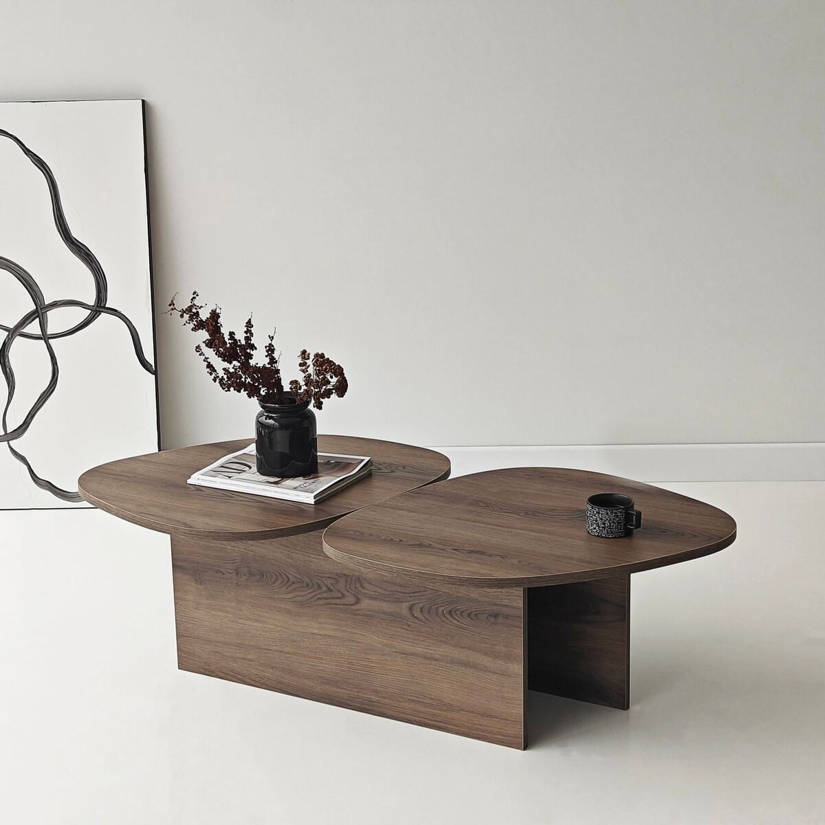 Table basse double plateau CÉLESTE noyer, CALICOSY