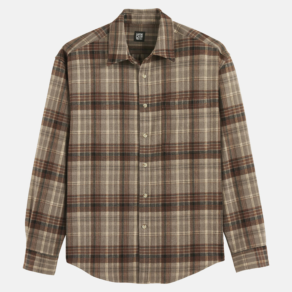 Camicia dritta a quadri, maniche lunghe marrone quadri, LA REDOUTE COLLECTIONS