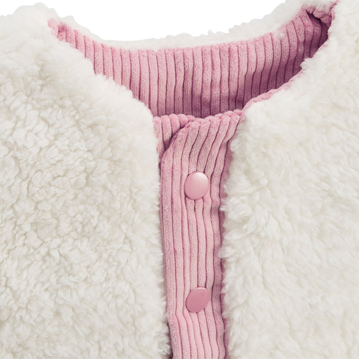 Veste sans manches enfant réversible en sherpa Céleste ecru, PETIT BEGUIN