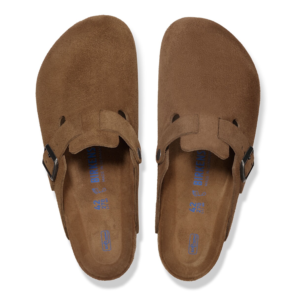 Sabots BOSTON en cuir suédé marron, BIRKENSTOCK