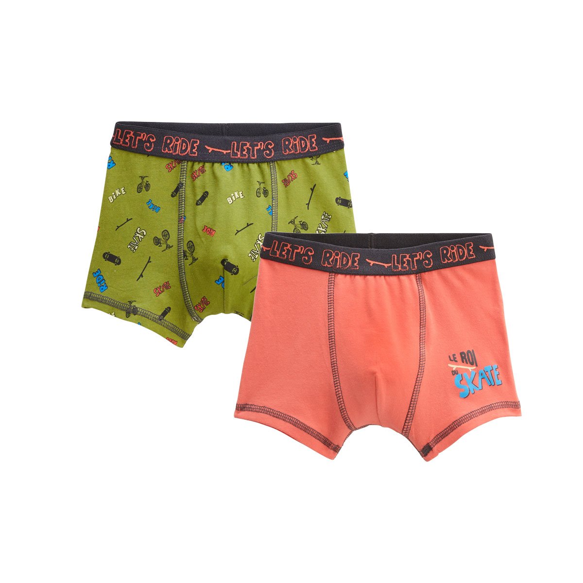 Lot de 2 boxers garçon Cycling vert, PETIT BEGUIN