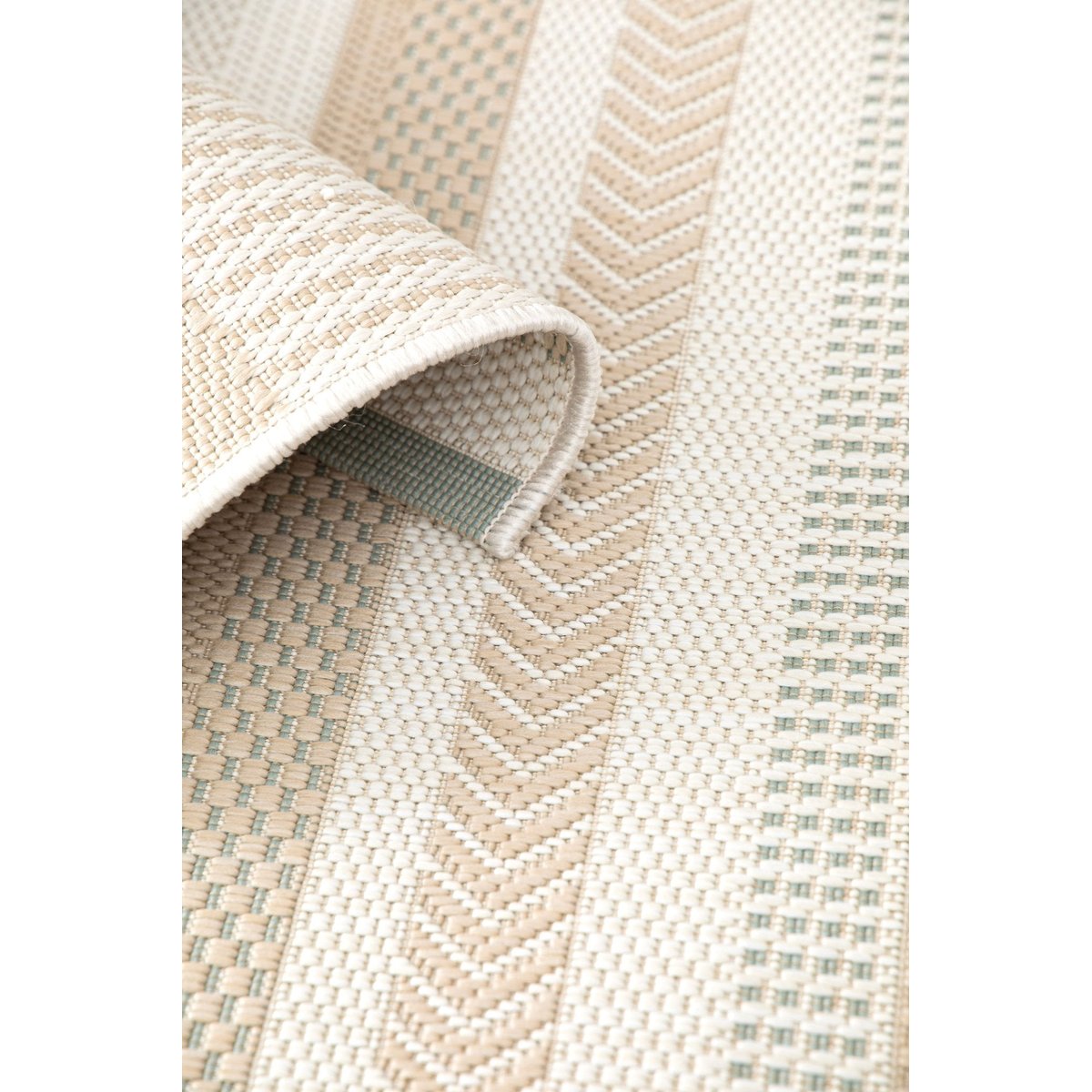 Tapis intérieur extérieur à rayures SOLEA vert naturel, AFK LIVING