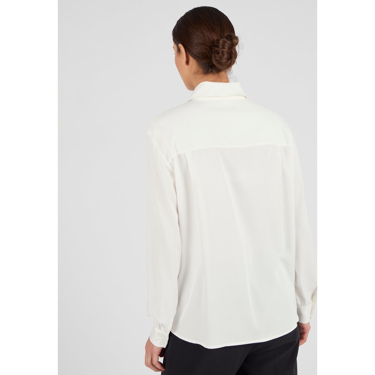 Chemisier col fantaisie pure viscose blanc cassé, DAMART