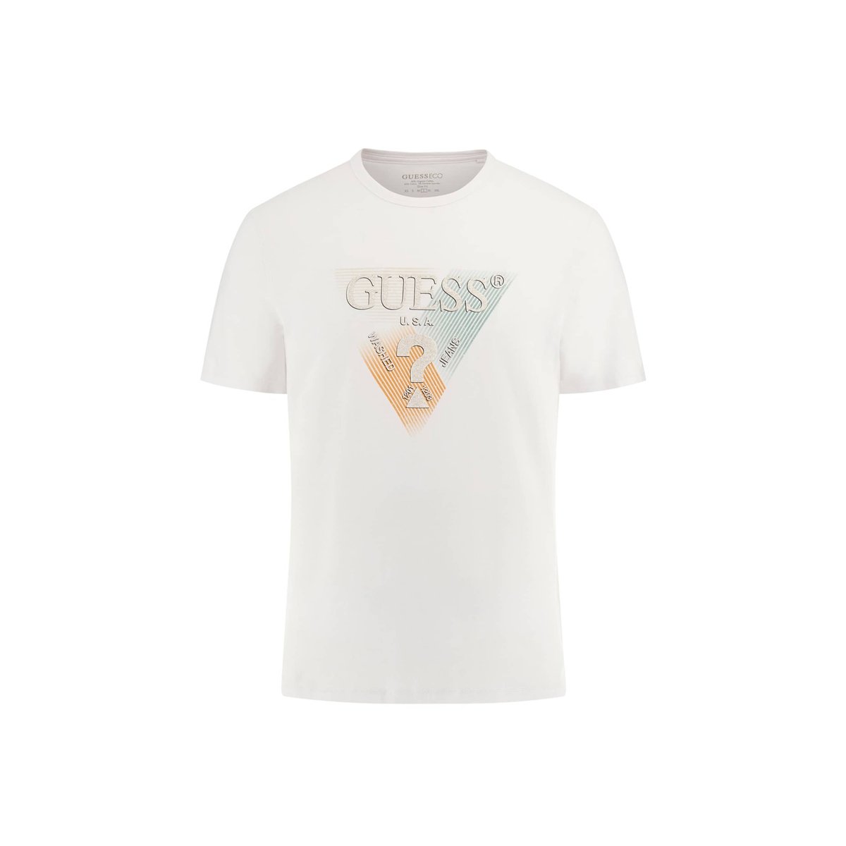 T-Shirt Triangle Frontal blanc, GUESS
