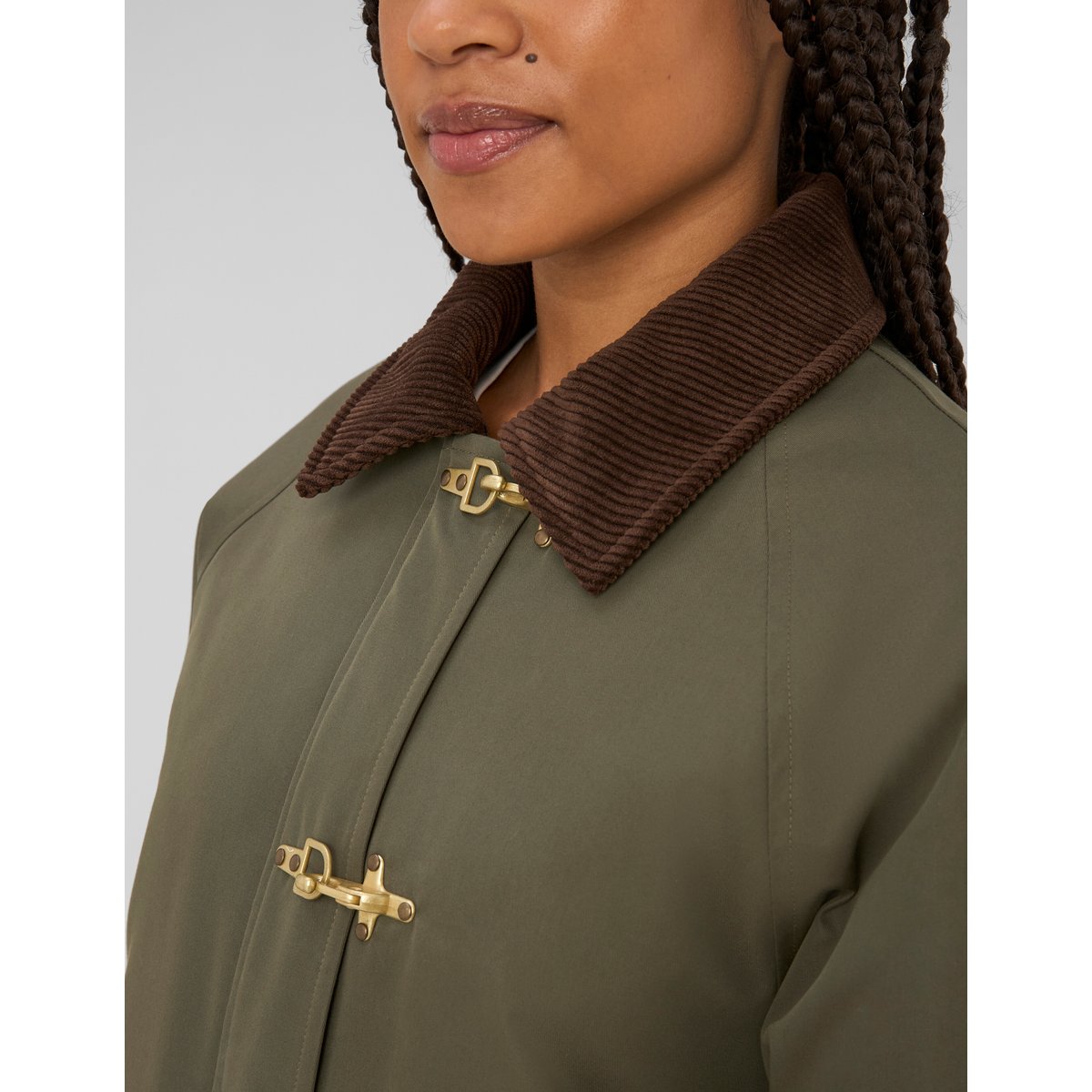 Veste avec col velours cotelé vert kaki, BZB