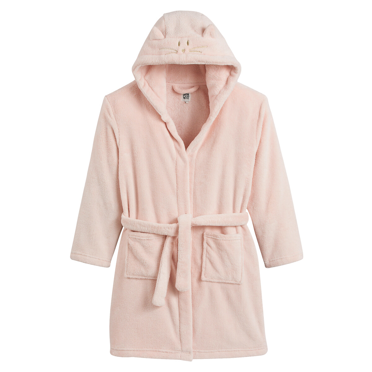 Robe de chambre à capuche chat en polaire douce rose pale, LA REDOUTE COLLECTIONS
