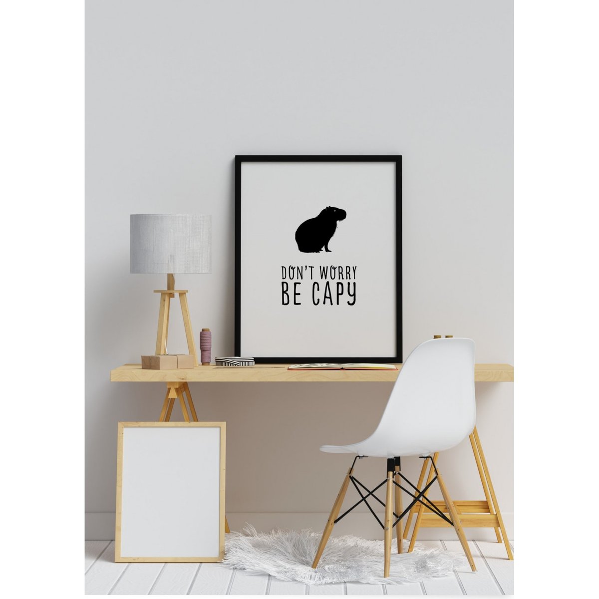 Affiche 'Don't worry be capy' blanc, L'AFFICHERIE