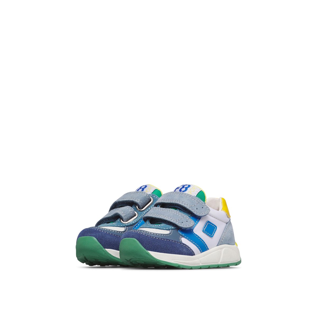 Sneakers en cuir et tissu NORALIS VL. bleu-blanc, FALCOTTO