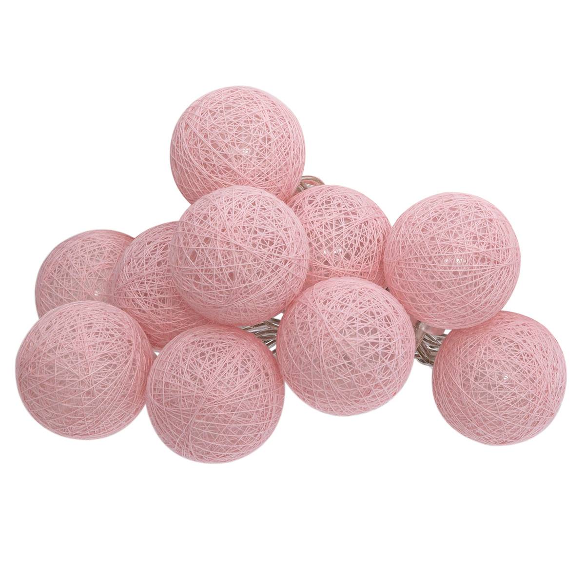 Guirlande LED 10 boules à pile TARA rose clair, ATMOSPHERA