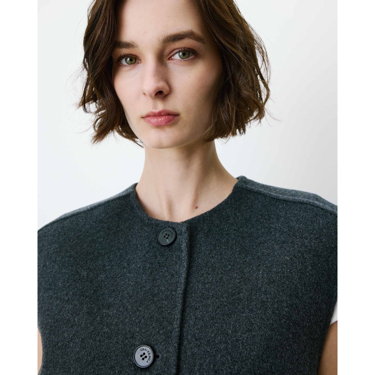 Veste sans manches oversize sable Adagio anthracite, GRACE & MILA