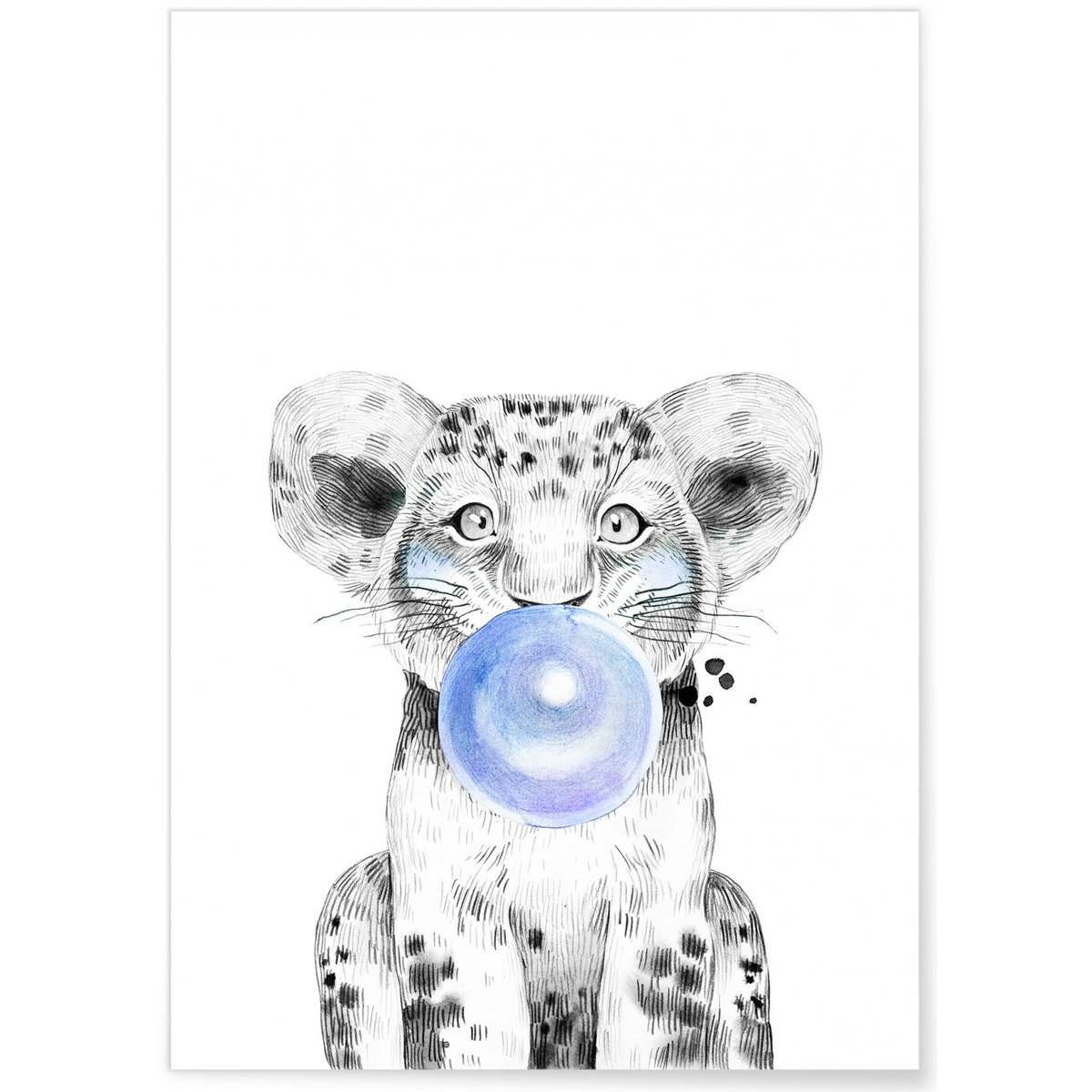 Poster Bulle de Lionceau Bleue blanc, L'AFFICHERIE