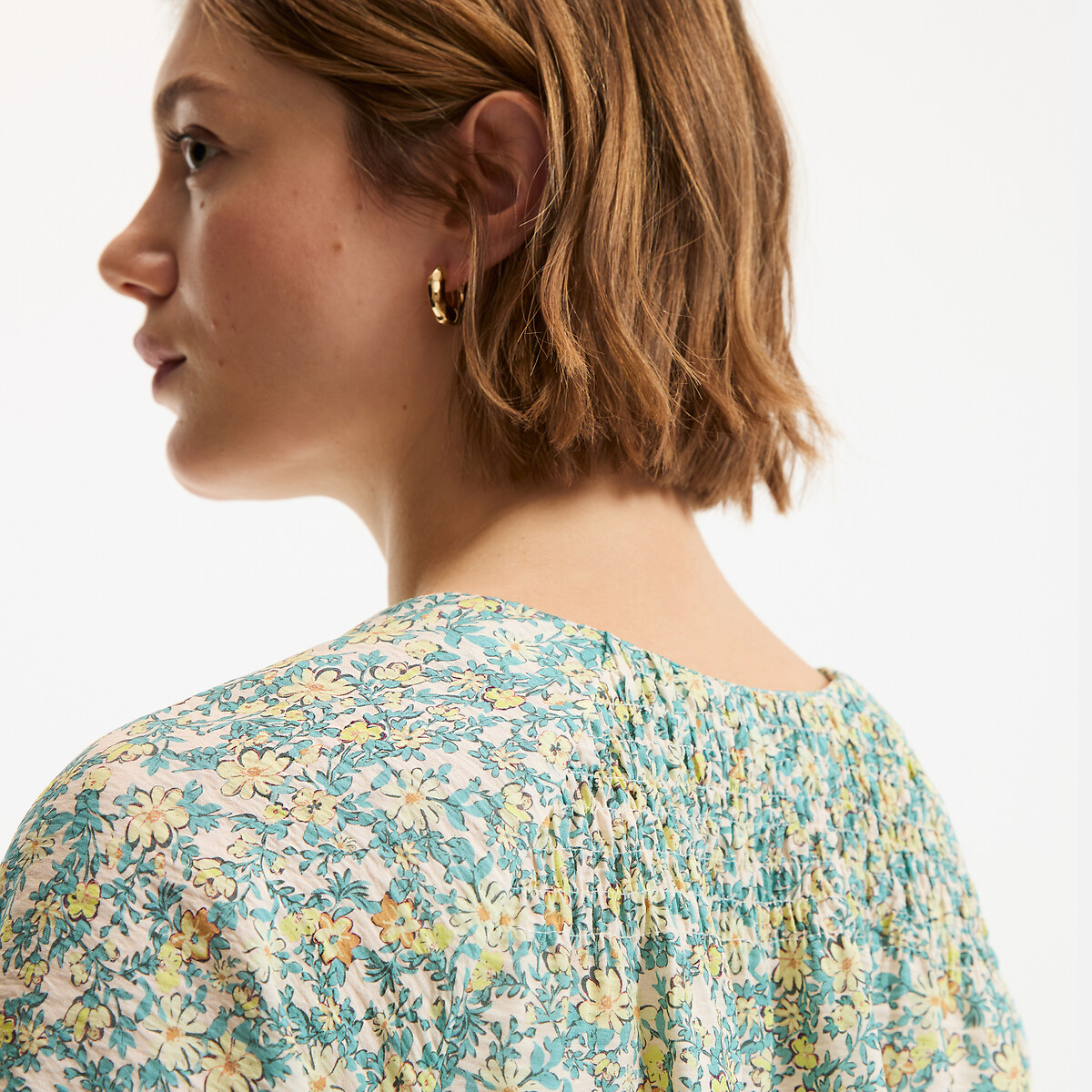 Blouse col V manches 3/4 imprimé floral imprimé fleur multicolore, LA REDOUTE COLLECTIONS