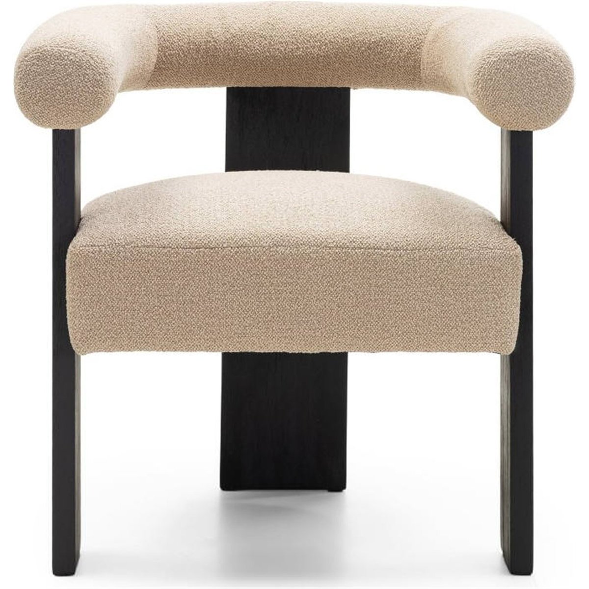 Chaise tapissée collection MARGARET, Bois beige clair, noir et détail doré, RECOLLECTION