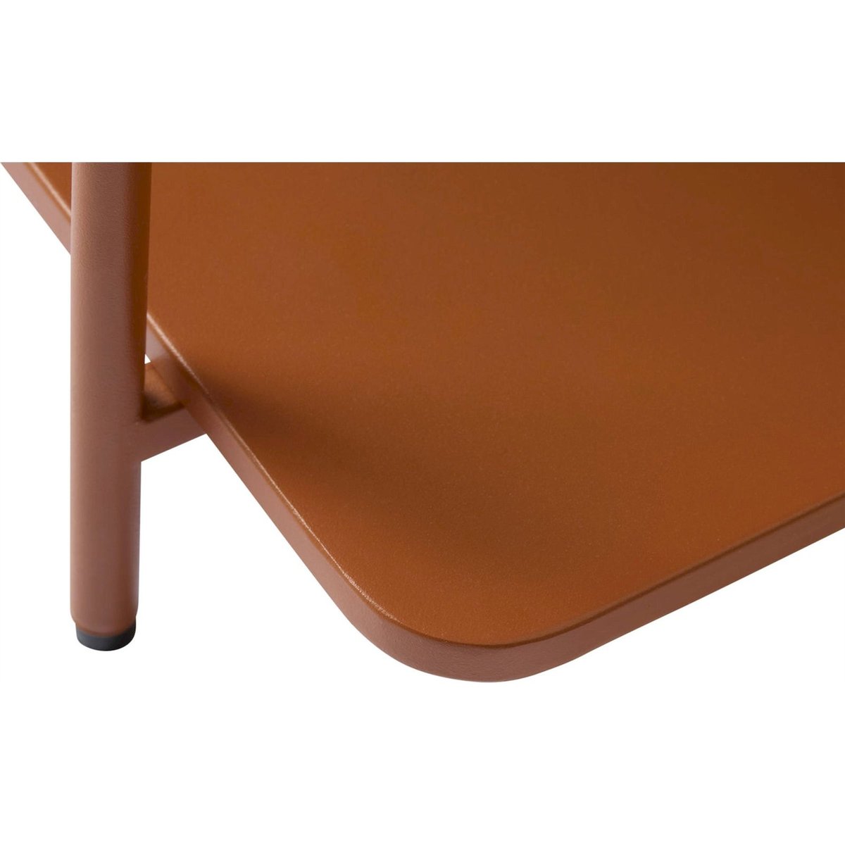 Table basse carrée en métal avec plateau bois foncé, RECOLLECTION