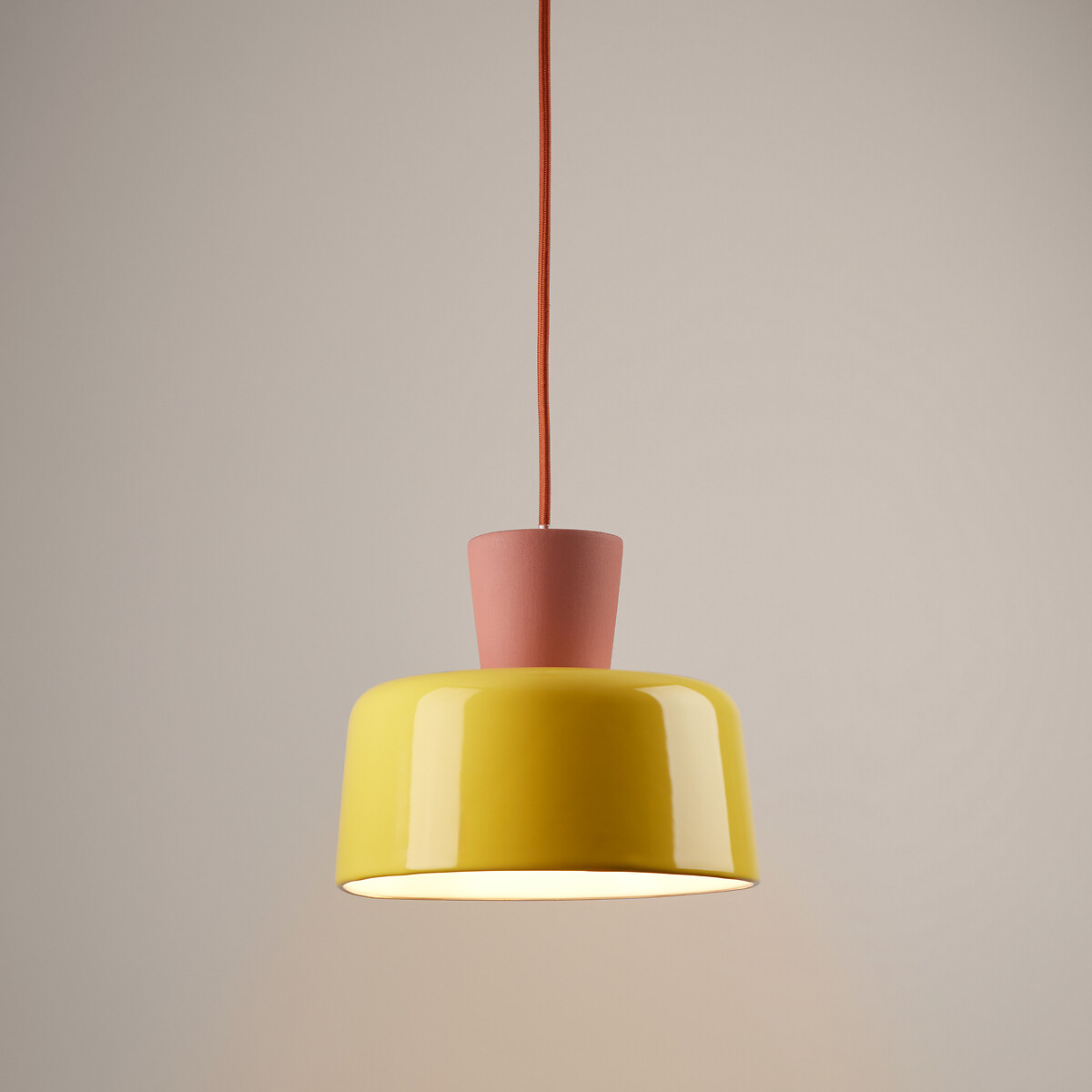 Lampada a sospensione in ceramica colorata Ø 21 cm, Jimna giallo, LA REDOUTE INTERIEURS