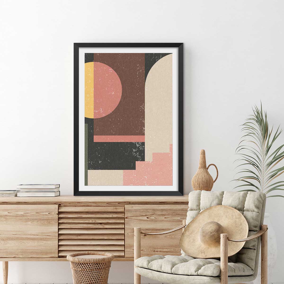 Poster minimal vintage affiche + cadre en bois - noir, HEXOA