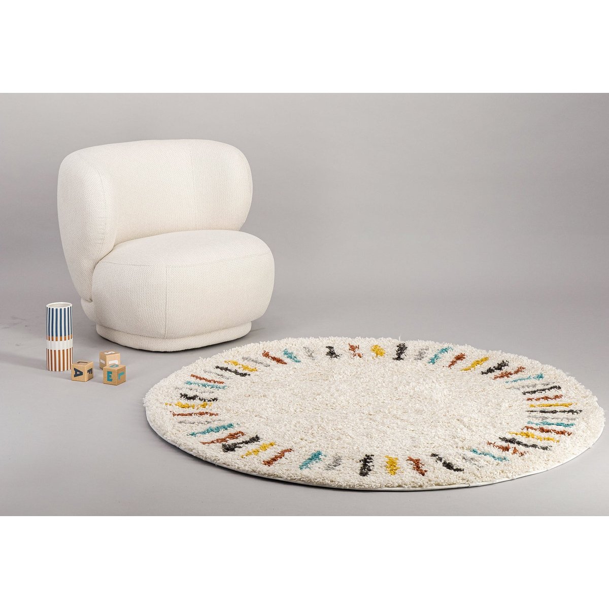 Tapis enfant rond tout doux ARPEGE beige sable, AFK LIVING