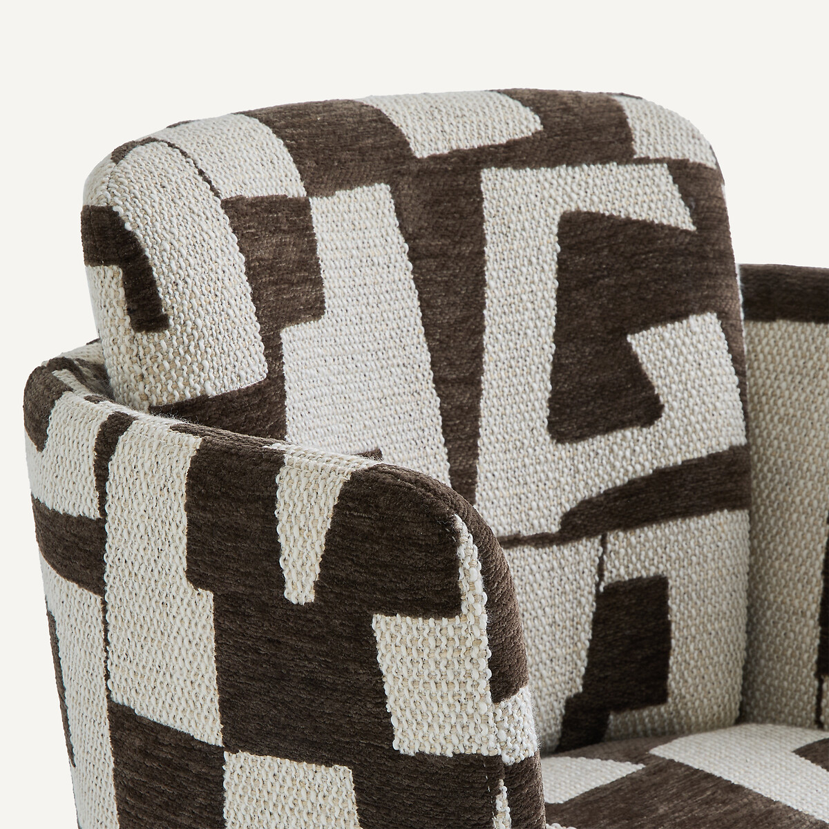 Poltrona da tavolo, noce e tessuto jacquard, Jabote cachou schiarito, AM.PM