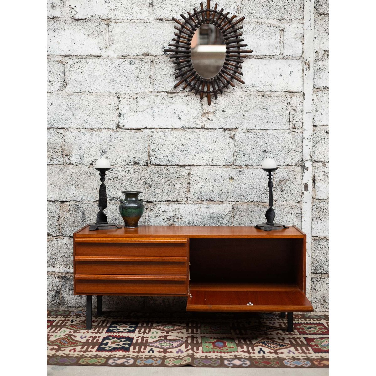 Enfilade scandinave en teck Margaret N°488 - Bon état bois foncé, DEBONGOUT