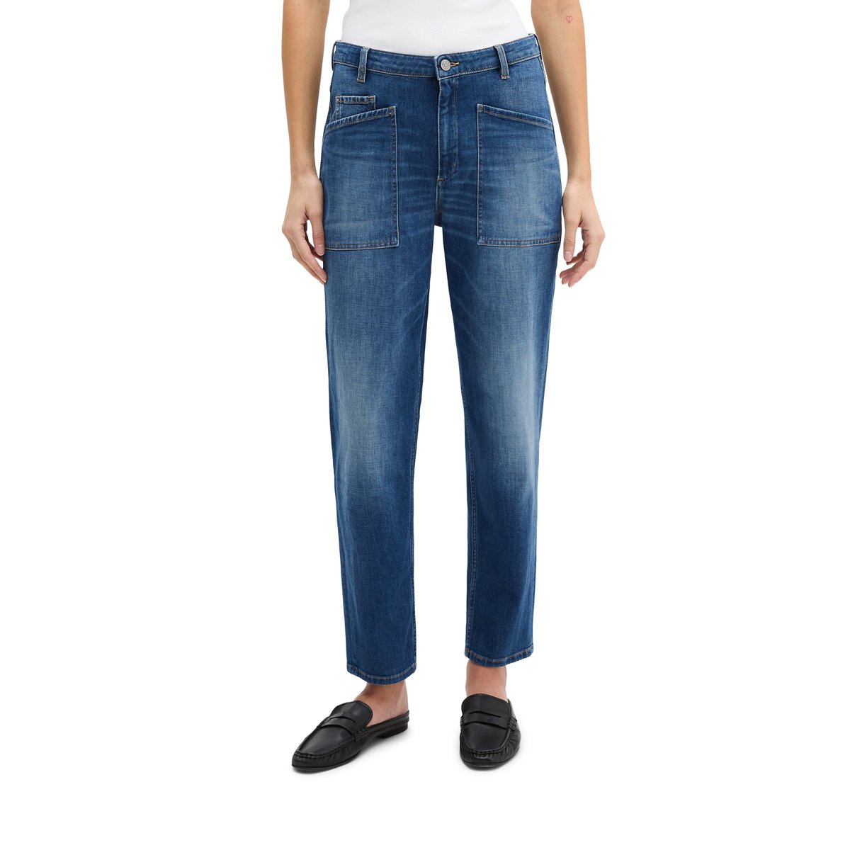 Jeans modèle Iva boyfriend en doux denim Cashmere Touch bleu foncé, MARC O'POLO