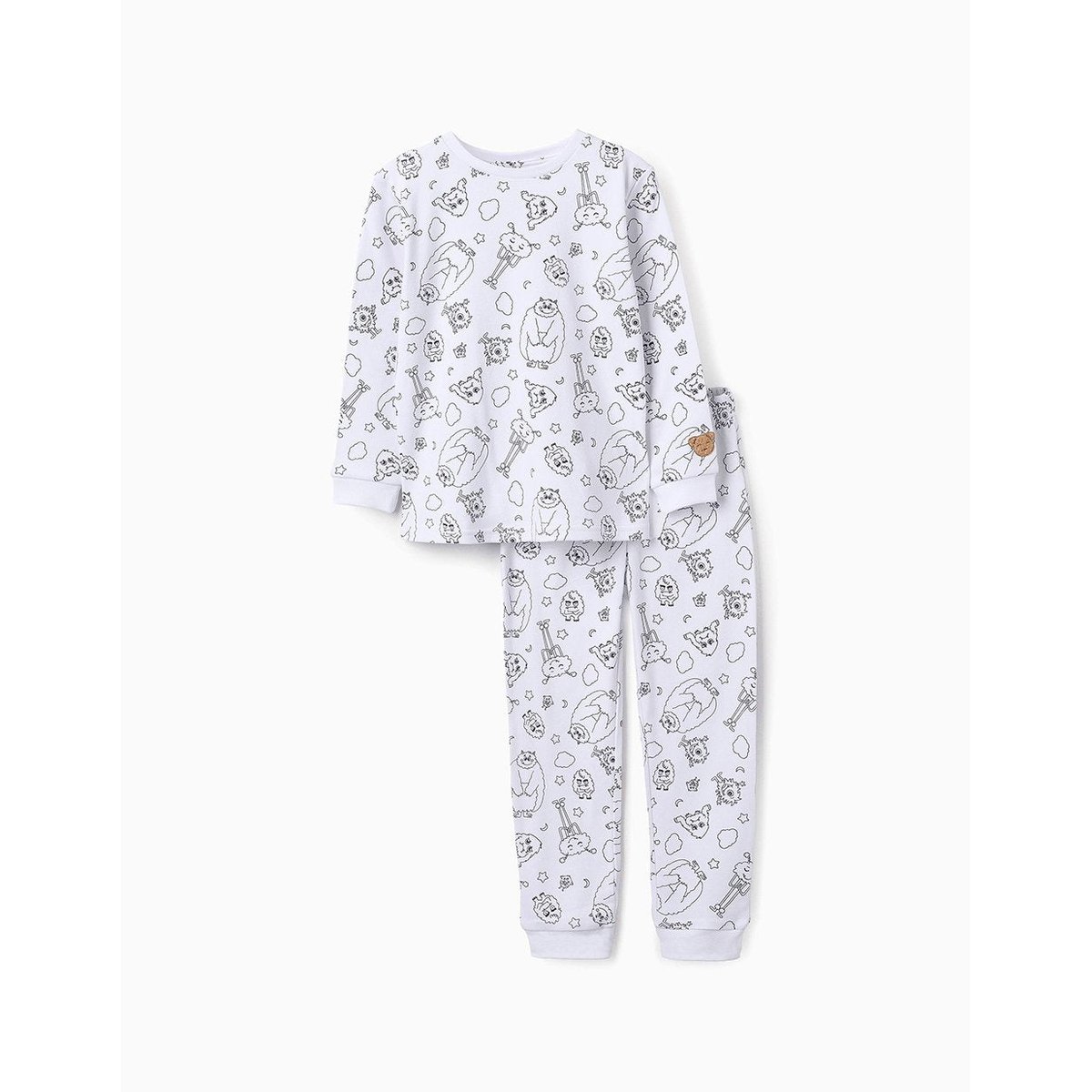 Pyjama en coton émotions blanc, ZIPPY