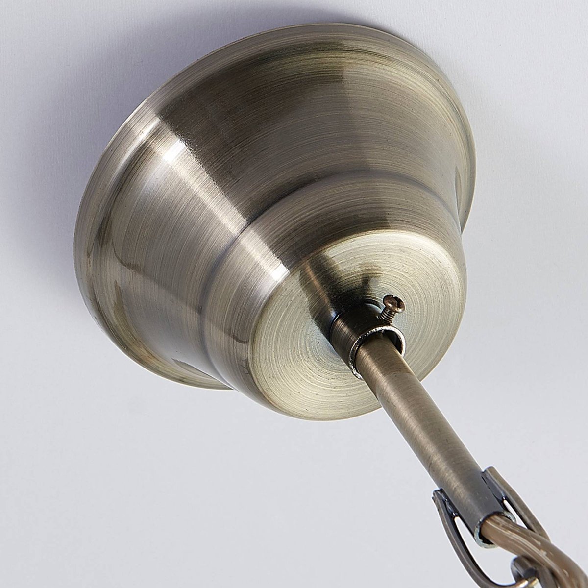 Suspension en verre antique, Otis blanc opale brillant, laiton vieilli, LINDBY