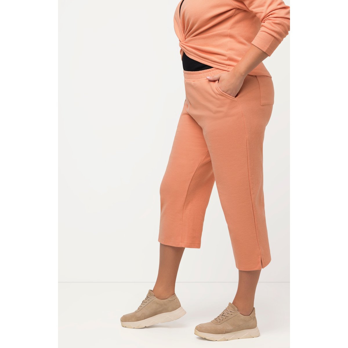 Jupe-culotte en molleton, longueur au mollet rouge-beige, ULLA POPKEN