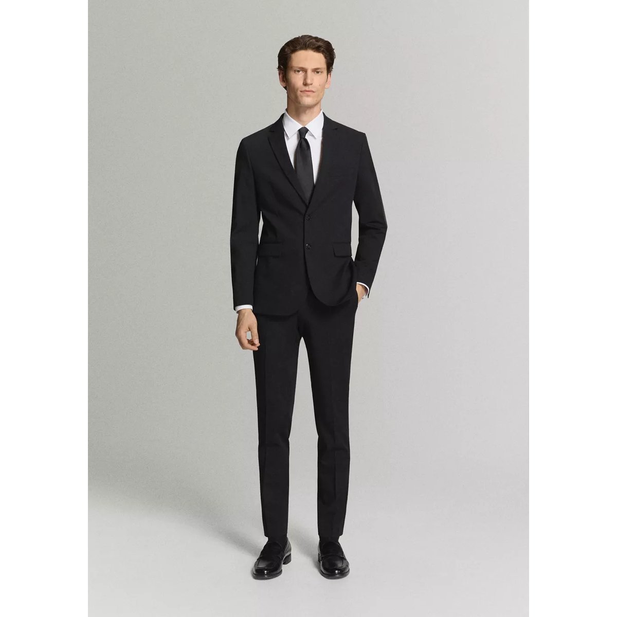 Chemise costume super slim fit coton stretch blanc, MANGO MAN