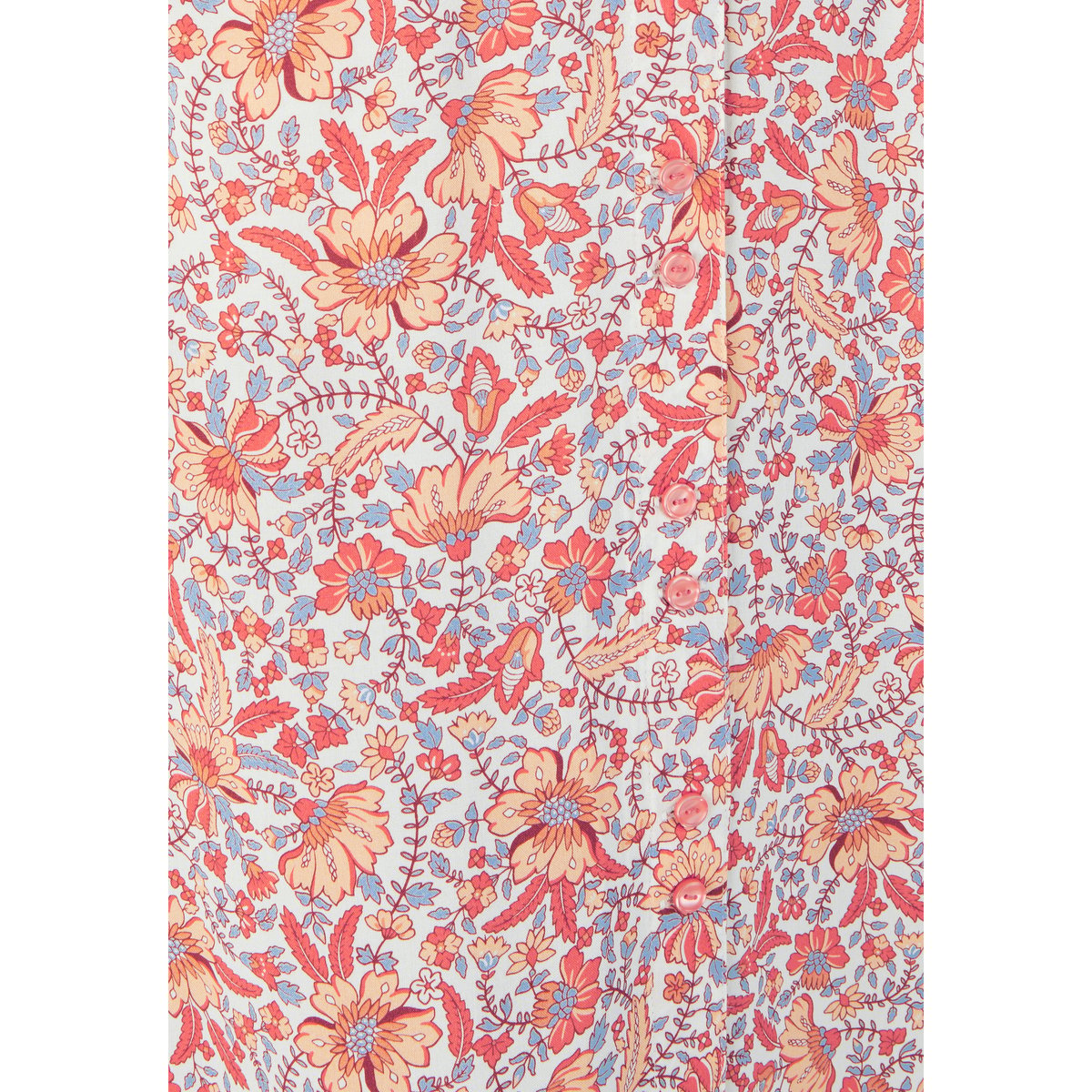 Jupe boutonnée pure viscose blanc ecru fleuri, DAMART