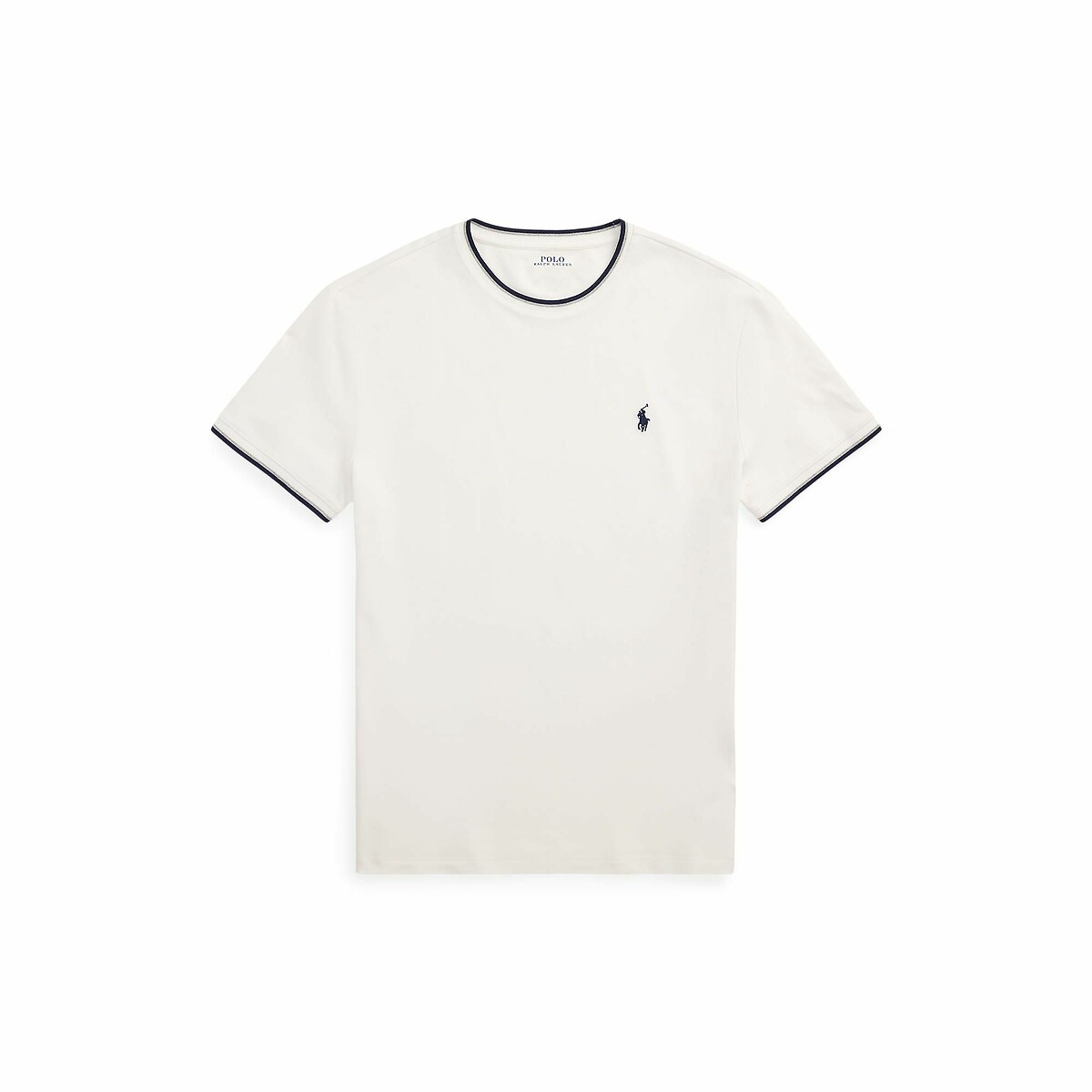 T-shirt droit bords contrastés blanc, POLO RALPH LAUREN