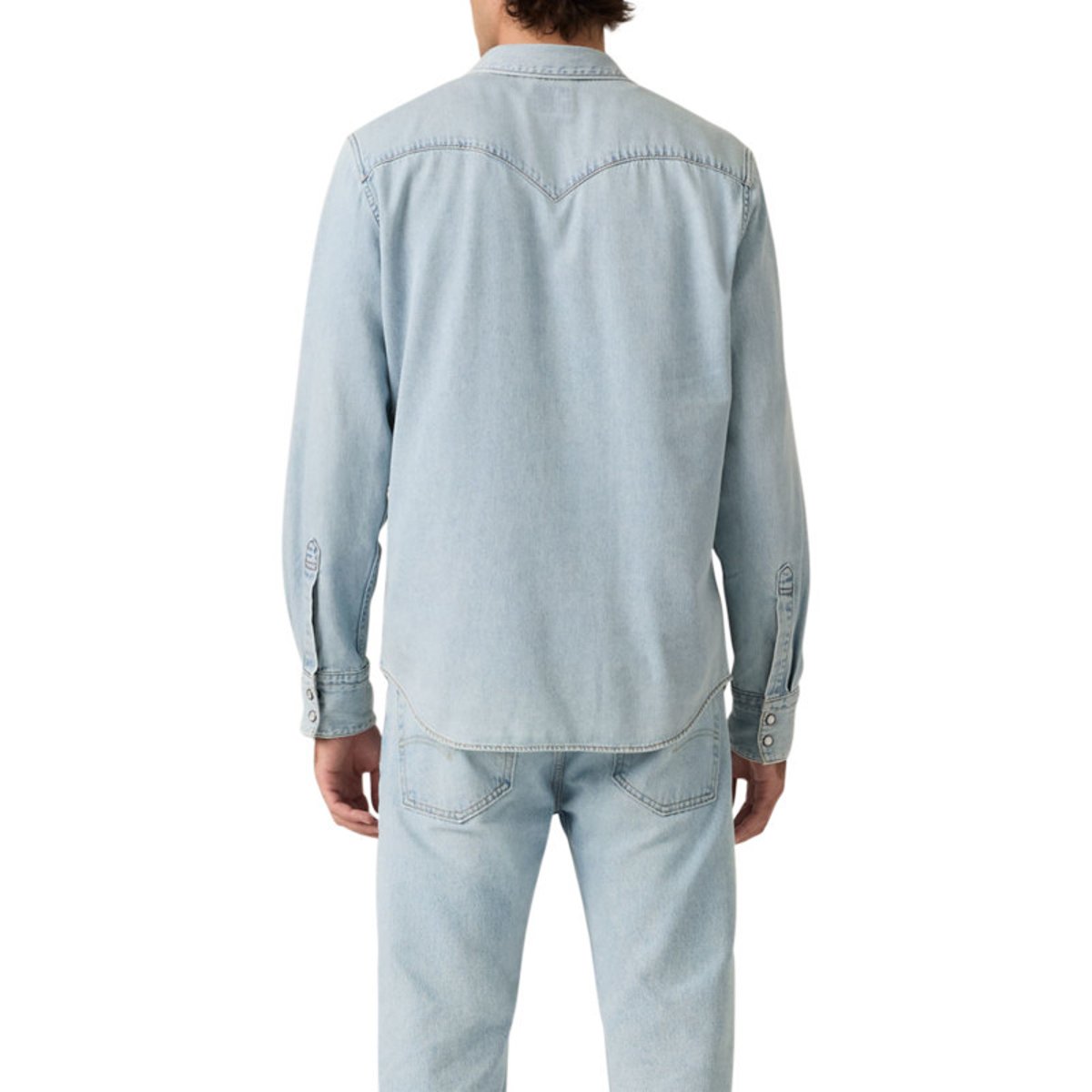 Chemise en coton stone à coupe droite pourvue d'un col à revers bleu clair, LEVI'S