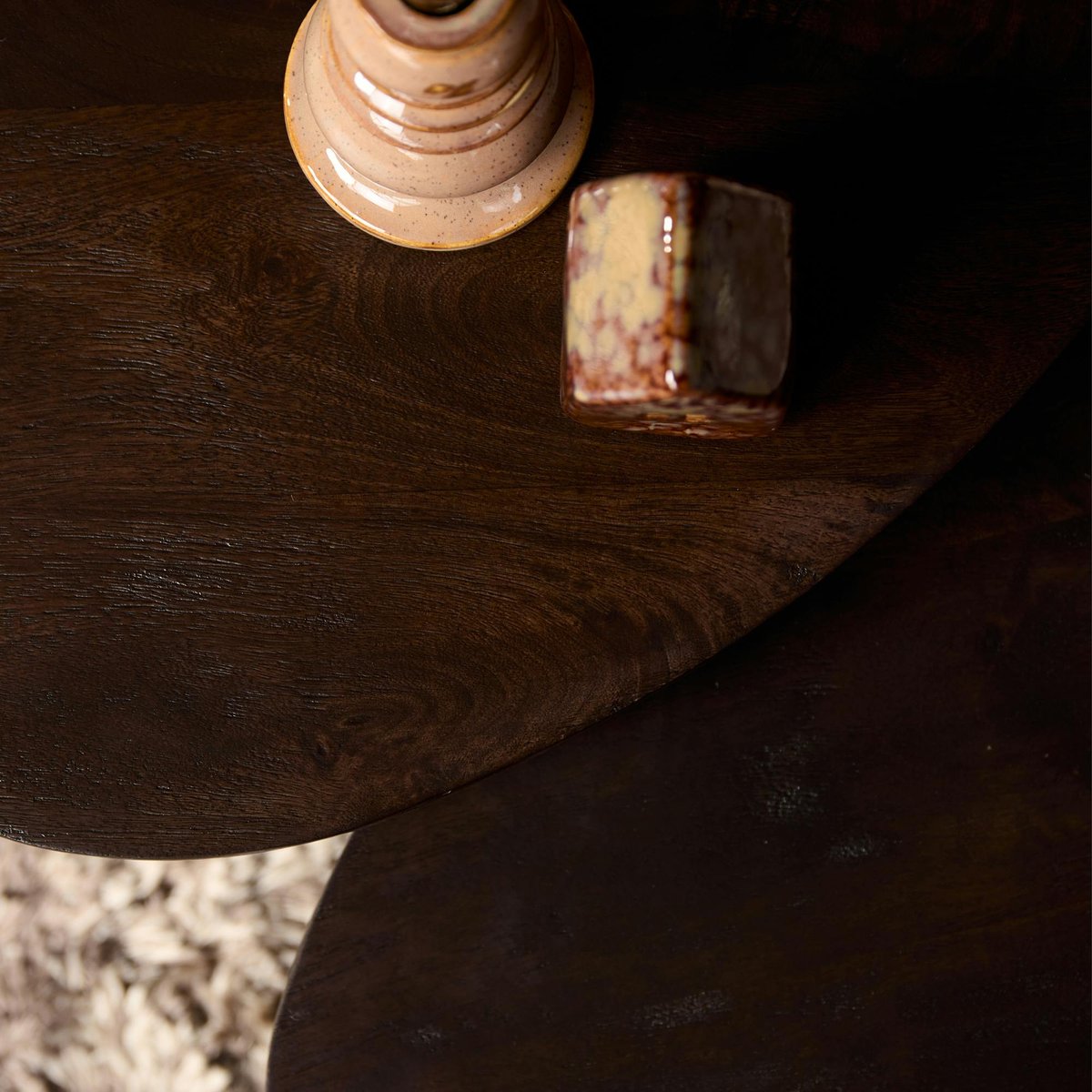 Table basse design organique en bois foncé (lot de 2) ALMA marron, PIER IMPORT