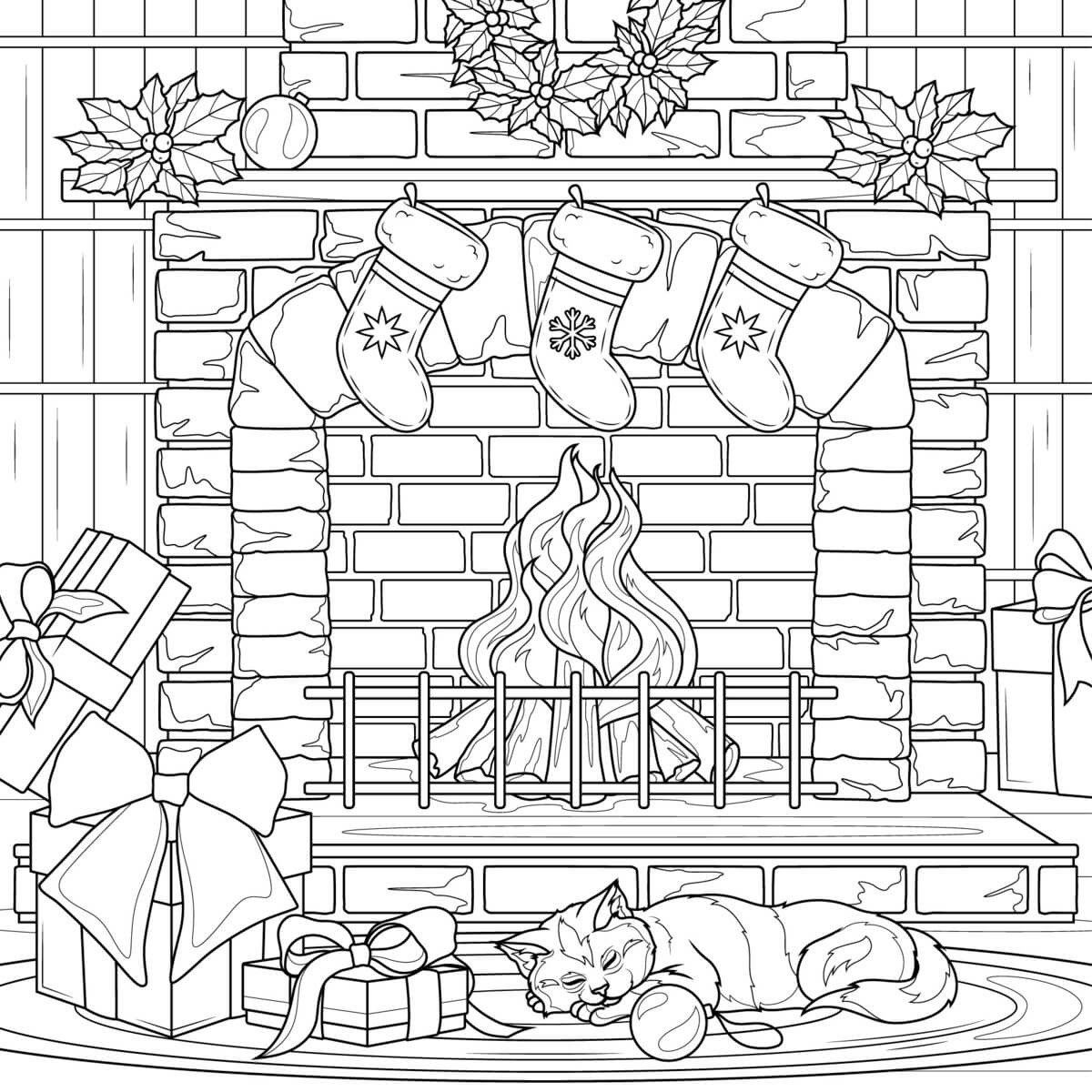 Tableau Mural À Colorier Feu De Noël NOËL tableaux sur toile-blanc, CEANOTHE