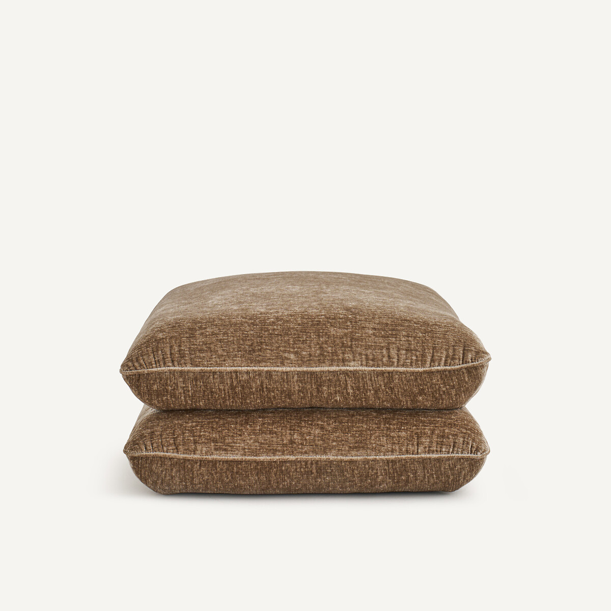 Pouf XL en velours texturé, FRIDA moka, AM.PM