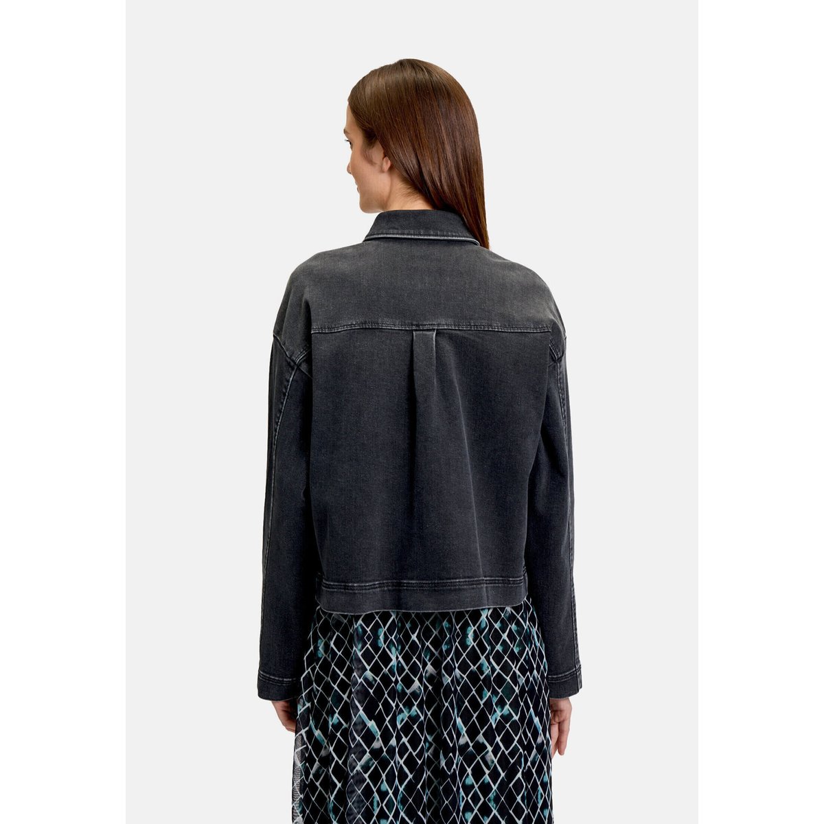 Veste en jean à poches plaquées dark grey denim, BETTY & CO