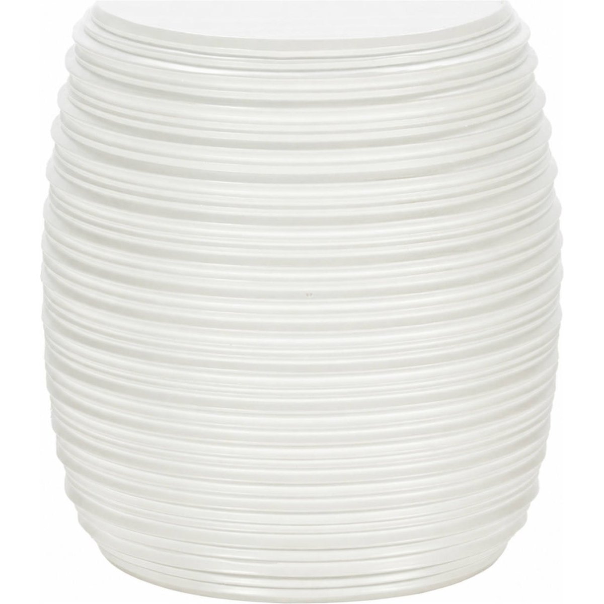 Tabouret en fibre de pierre à relief strié blanc mat, RECOLLECTION