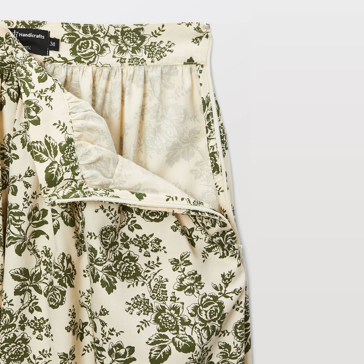 Jupe midi imprimée en coton BIO GOTS asparagus, MONOPRIX