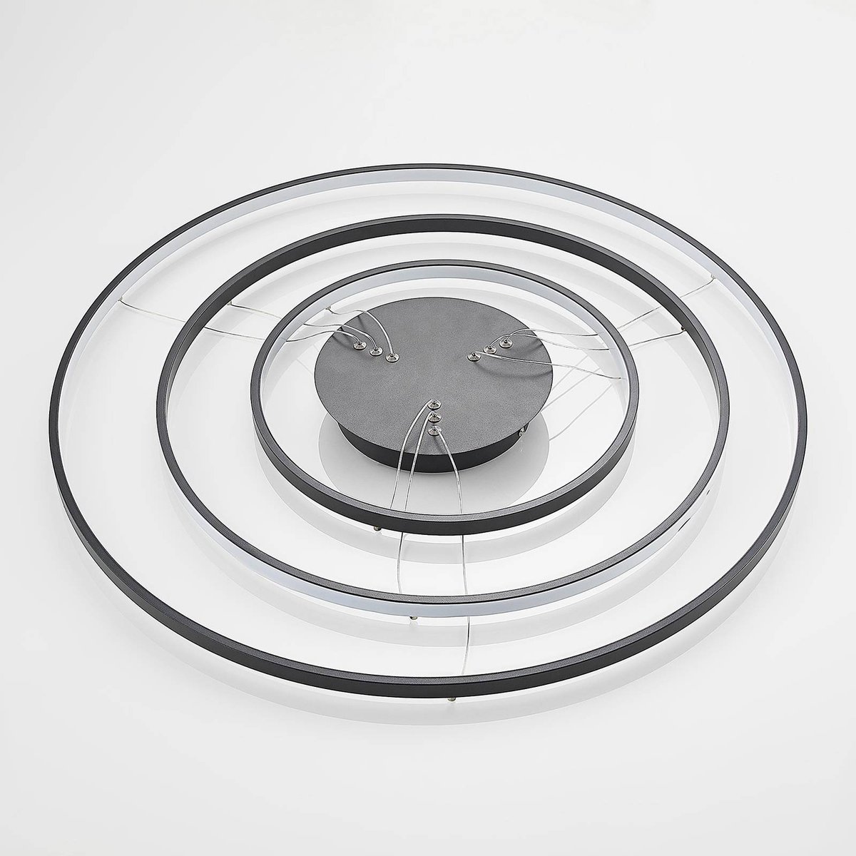 Suspension en métal moderneLED, Ezana noir mat, blanc, LUCANDE