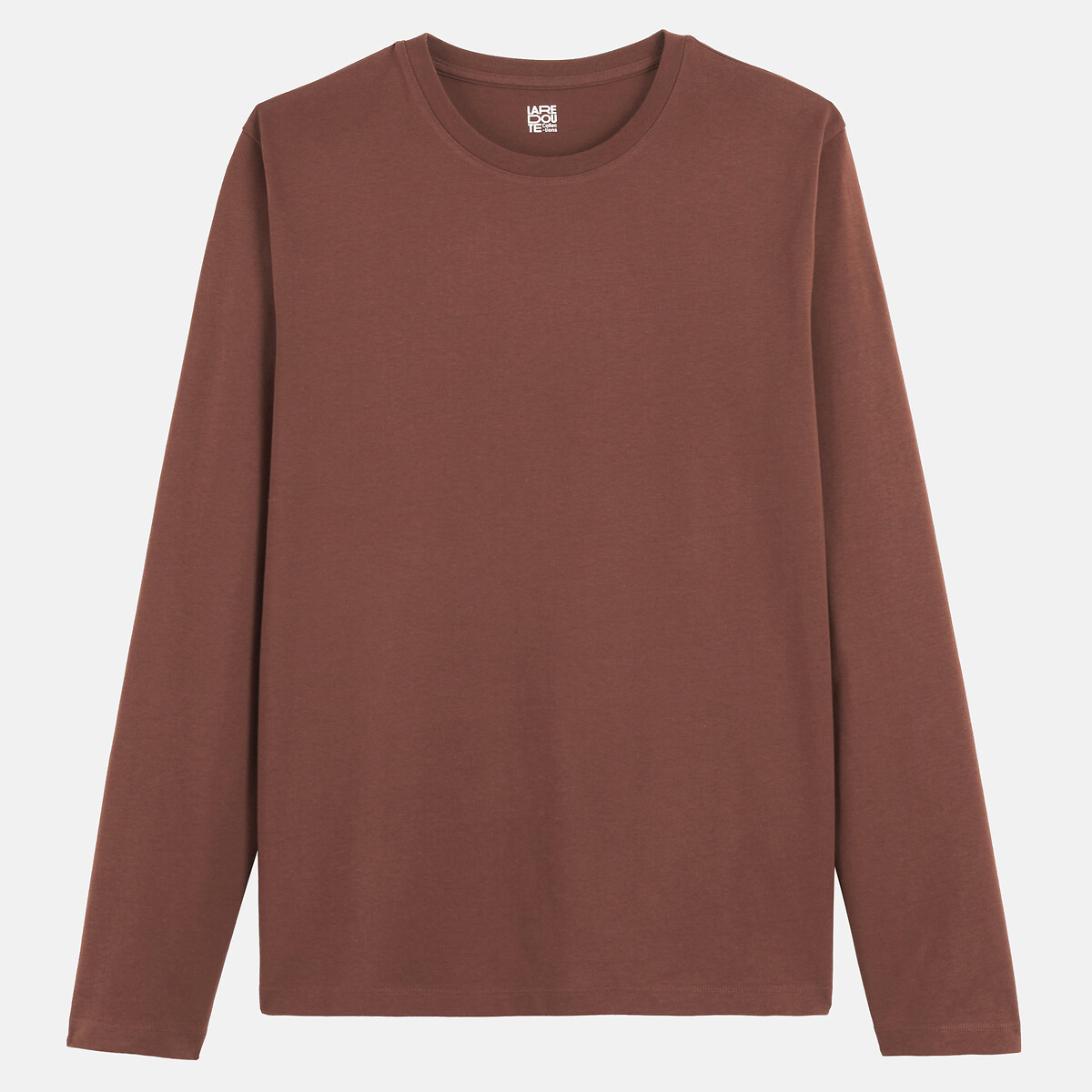Camiseta de cuello redondo y manga larga marrón claro, LA REDOUTE COLLECTIONS