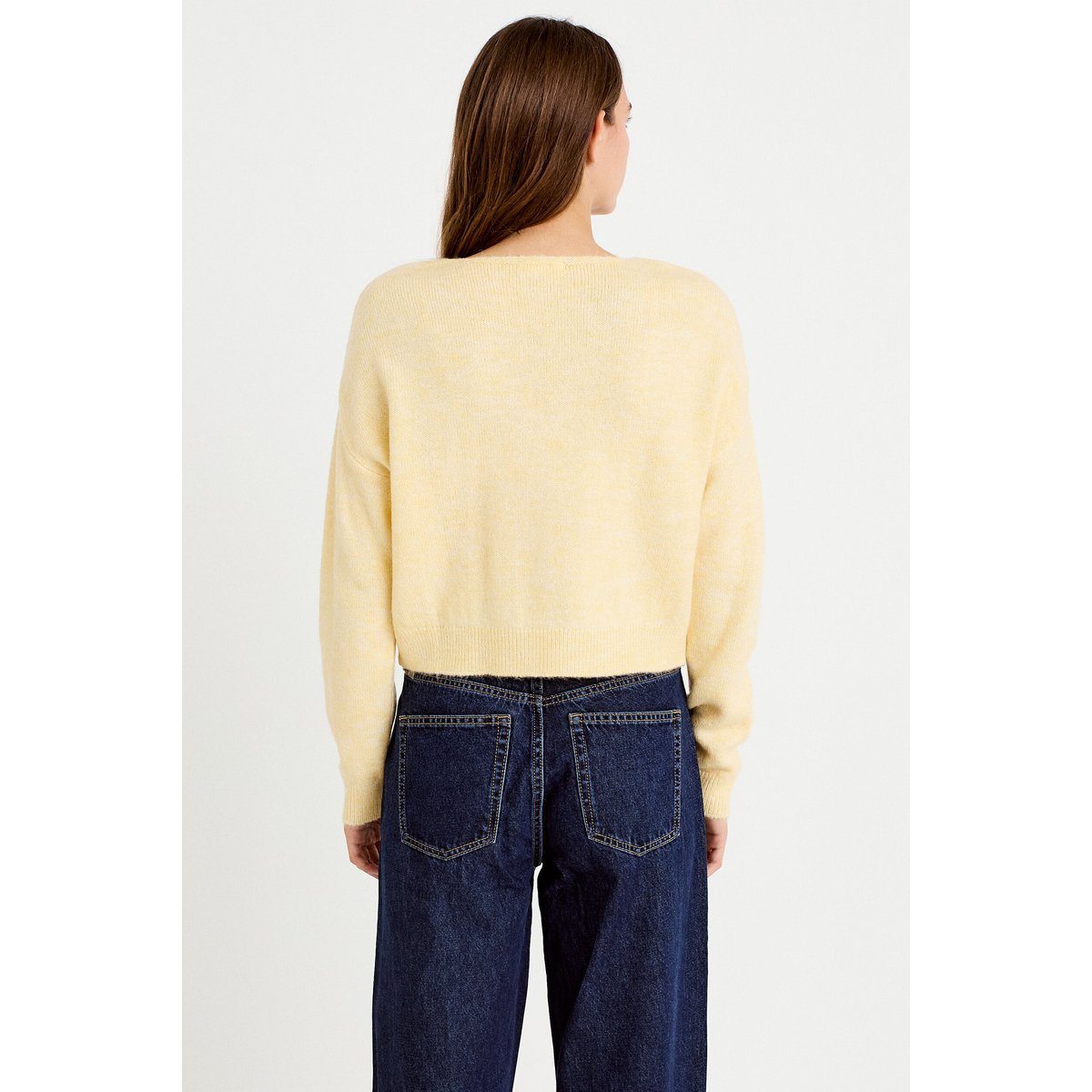 Gilet col v manches longues jaune clair, CACHE CACHE