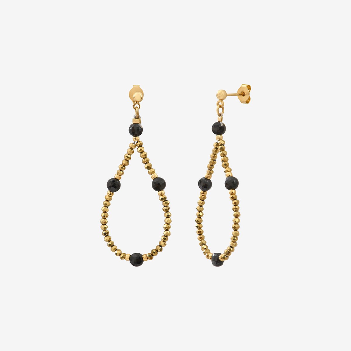 Boucles d'oreilles dorées petit modele amanté - indie brun, CAROLINE NAJMAN