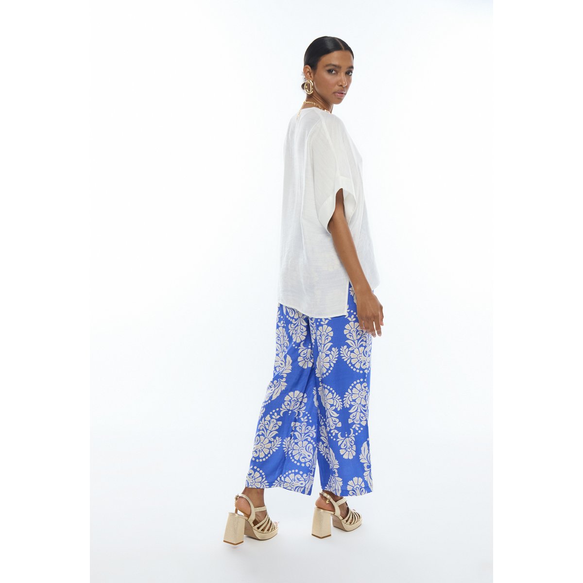 Pantalon large à imprimé paisley bleu clair, LOLA CASADEMUNT