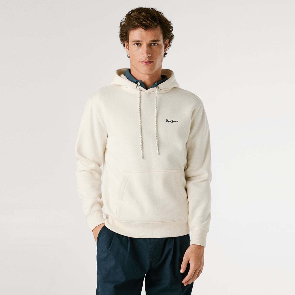 Sweat À Capuche Avec Logo blanc ivoire, PEPE JEANS