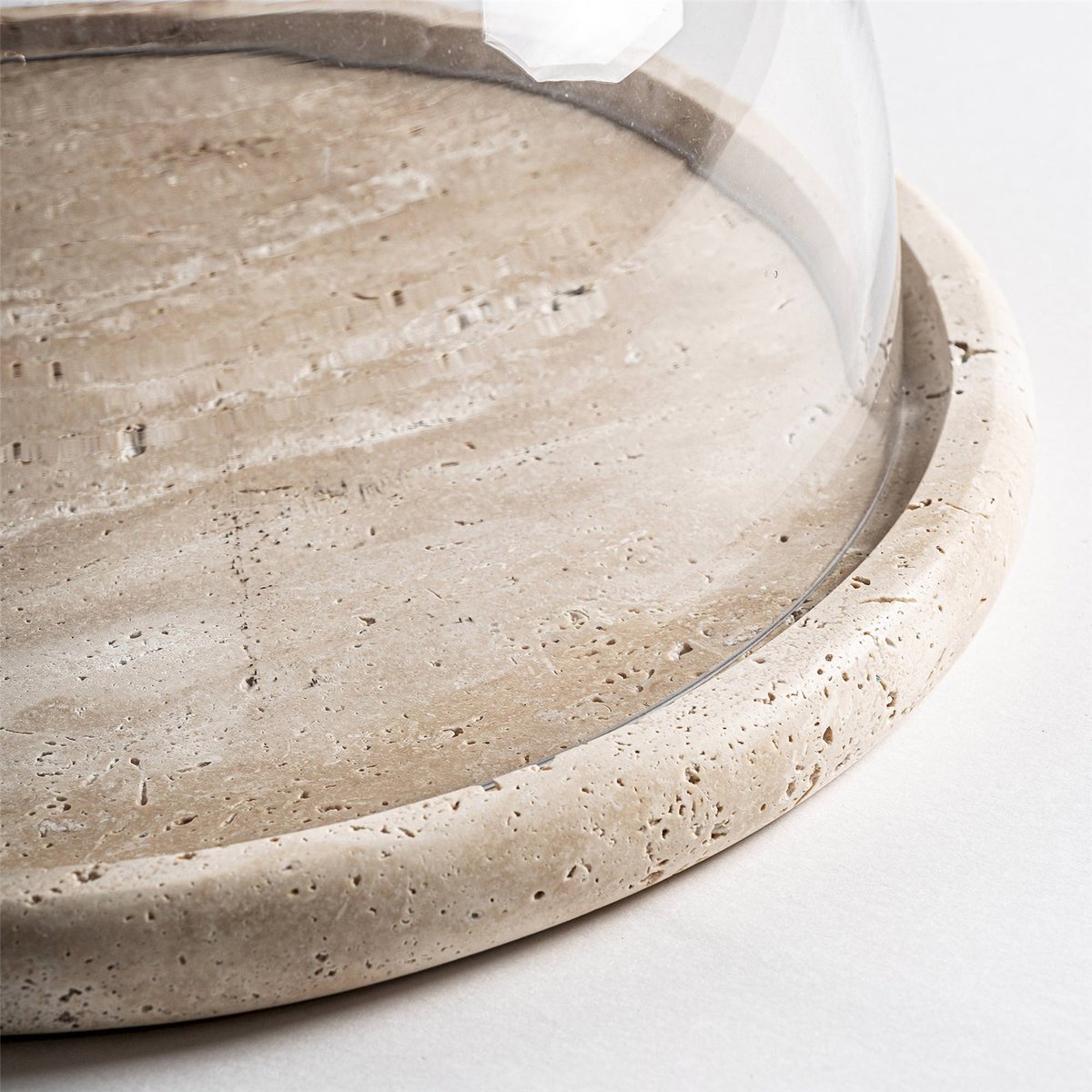Fromagère en marbre style art déco beige marbré et noir intense, RECOLLECTION
