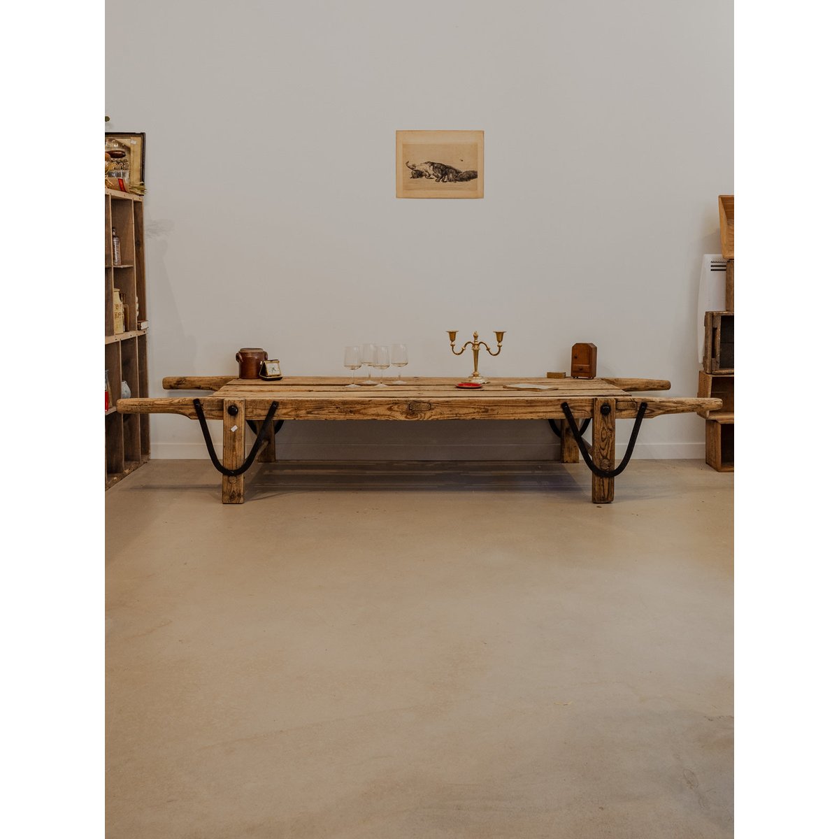 Table basse de ferme en bois Léonie N°881 - Bon état bois clair, DEBONGOUT