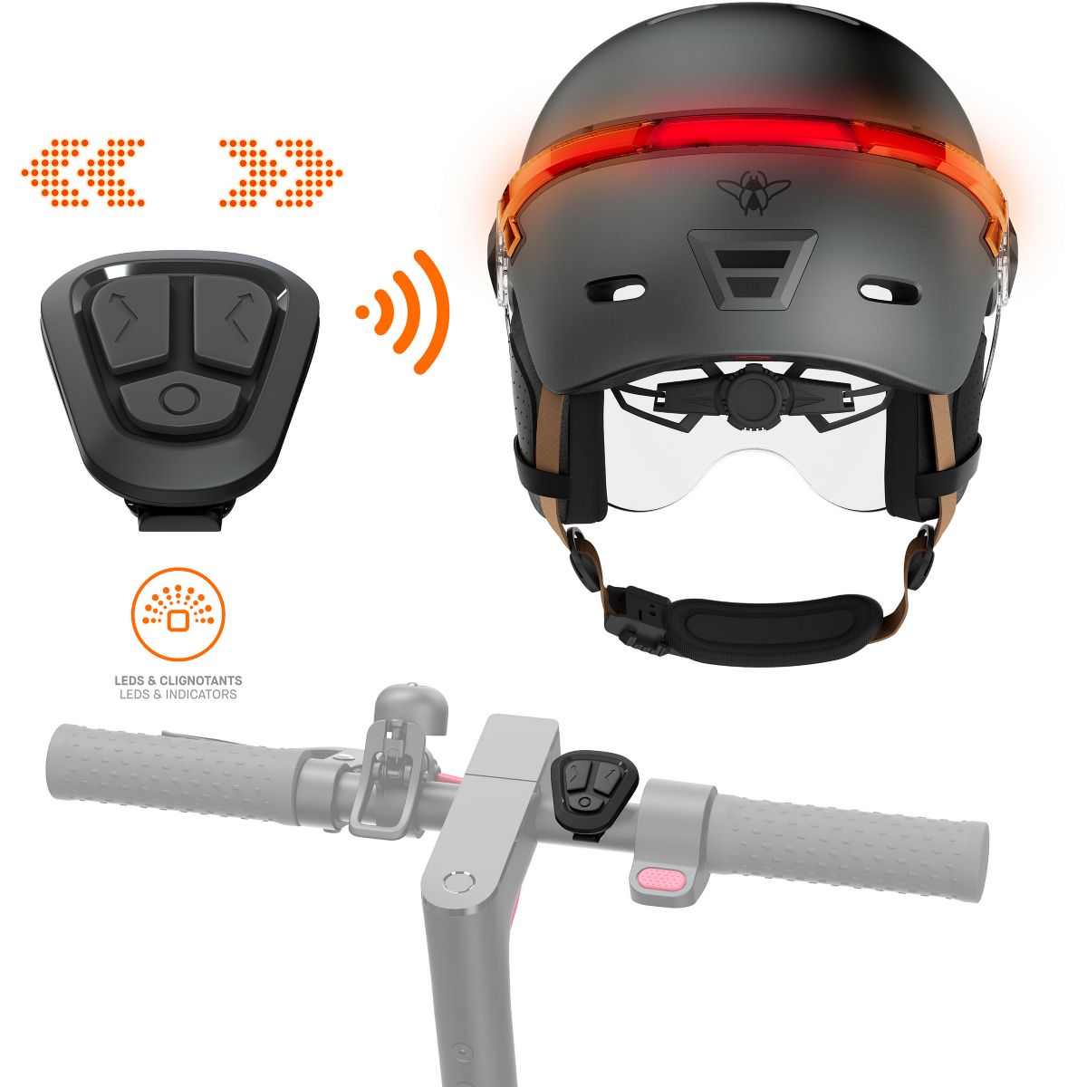 Casque trottinette Led Glow gris taille L gris, CASR
